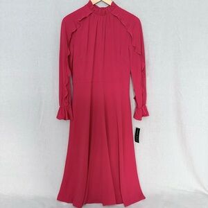 Donna Morgan | Cherry Red Crepe Dress | Ruffle Sleeve Detail | NWT